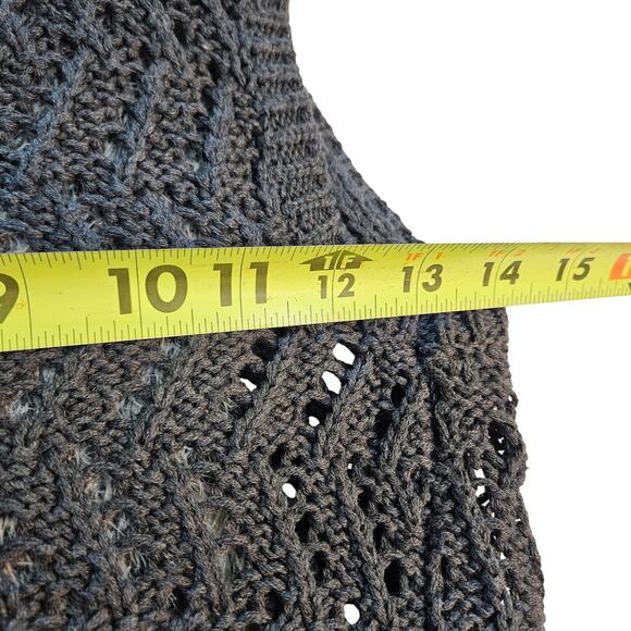 Max Studio Kids Long Cardigan Vest Gray and Cream Crochet Faux Fur Large 14 - Picture 7 of 9